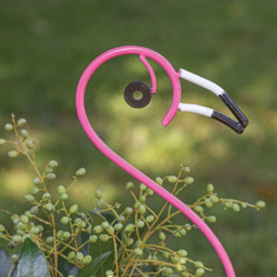 Flamingo Garden Stake Planter face