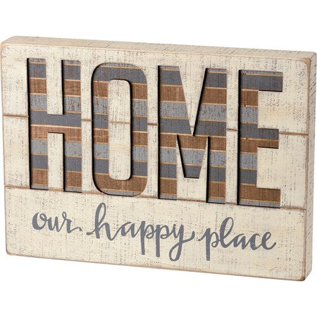 Home... Our Happy Place Slat Box Sign _CLEARANCE