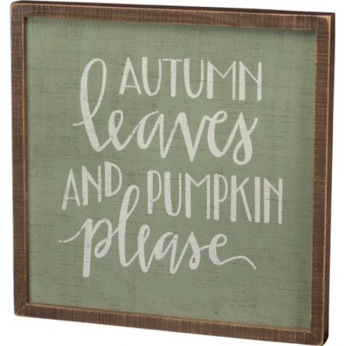 Autumn Leaves And Pumpkin Please Inset Box Sign_CLEARANCE