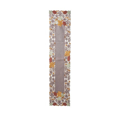 Embroidered Cutout Fall Leaves Table Runner