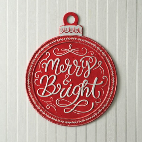 Merry & Bright Metal Ornament Sign