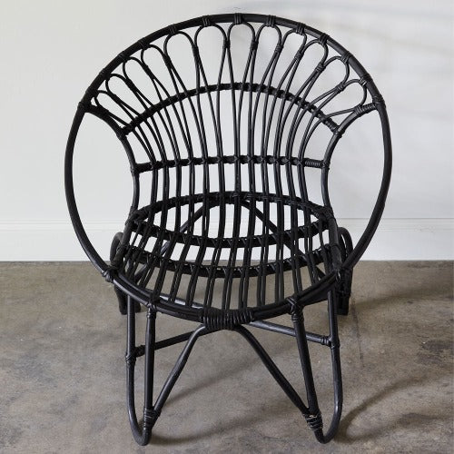 Rattan Round Chair in Black (Shipping Not Available) front