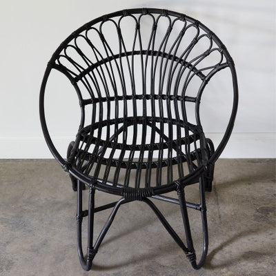 Rattan Round Chair in Black (Shipping Not Available) front