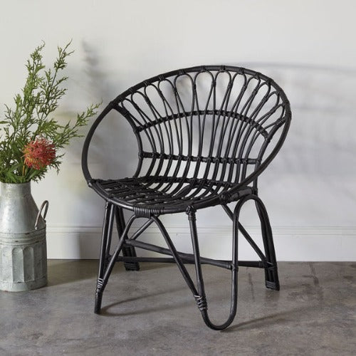 Rattan Round Chair in Black (Not Available for Shipping) – Historic ...