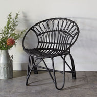 Rattan Round Chair in Black (Shipping Not Available)