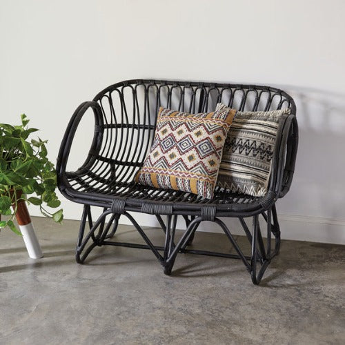 Rattan Loveseat in Black (Shipping Not Available)