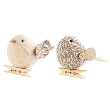 Load image into Gallery viewer, Cream &amp; Tweed Bird Ornaments
