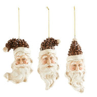 Pinecone Santa Head Ornaments - 3 Styles