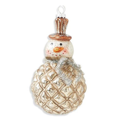 Vintage Snowman Ornament With Top Hat & Diamond Base