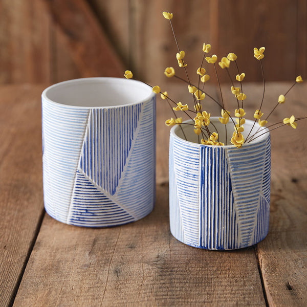 Set of Two Blue Lagoon Pots