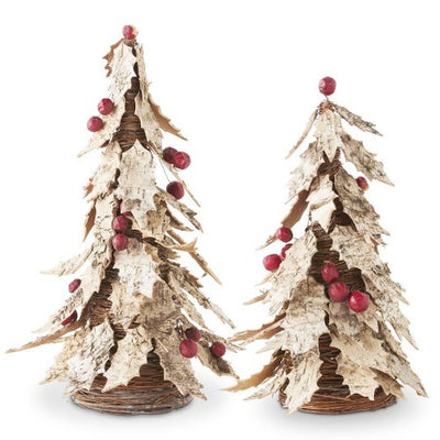 Birch Bark Leaf & Berry Christmas Trees - 2 Sizes