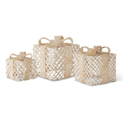 Burlap Twine Boxes - Set of 3