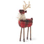 Red Plaid Reindeer with Twine Antlers & Fur Collar - Two Sizes