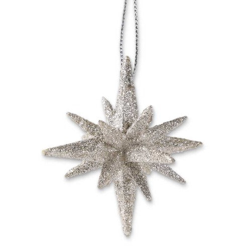 9-Point Silver Glittered Star Ornament - 2