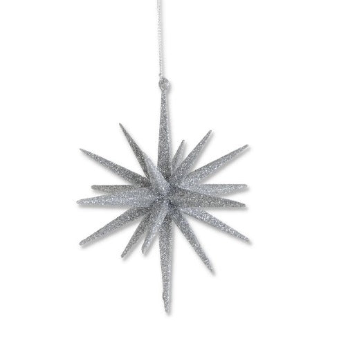 9-Point Silver Glittered Star Ornament - 6
