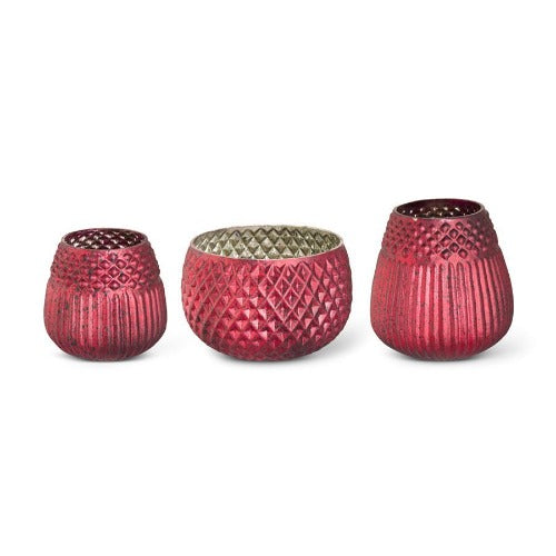 Matte Red Mercury Glass Honeycomb Vases - 3 Styles