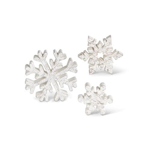 Wooden Whitewashed Snowflakes