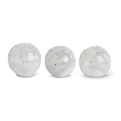 Clear LED Snowflake Tabletop Glass Globes