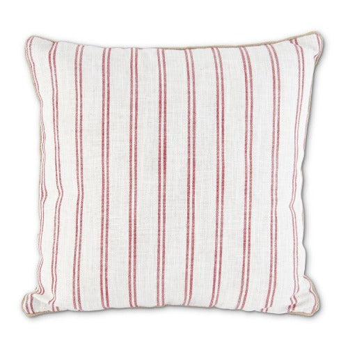 Cream & Red Stripe Square Pillow