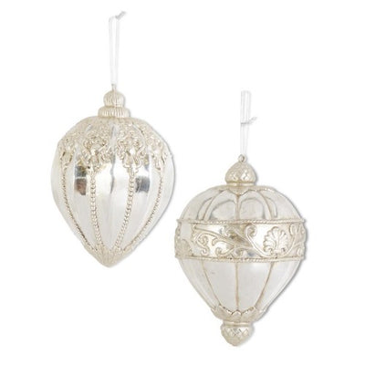 Silver Glittered Shatterproof Finial Ornaments (2 Styles)