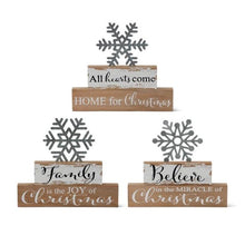 Load image into Gallery viewer, Assorted Brick Tabletop Signs With Cutout Galvanized Snowflake
