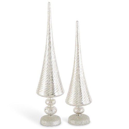 Silver Swirled Mercury Glass Trees - 2 Sizes