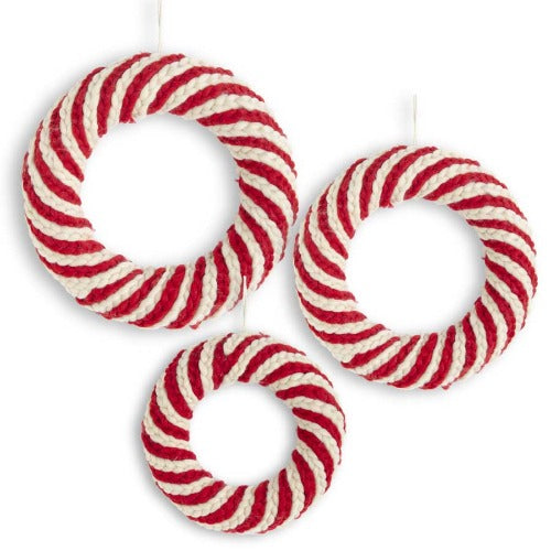 Red & Cream Braided Yarn Wreaths - 3 Sizes
