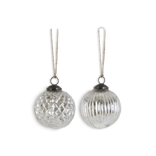 Silver Mercury Glass Ornaments - 2 Styles