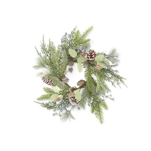 Pine Candle Ring With Light Green Berries