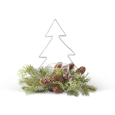 Assorted Glittered Brown Metal Cutout Votives With Pine Tree