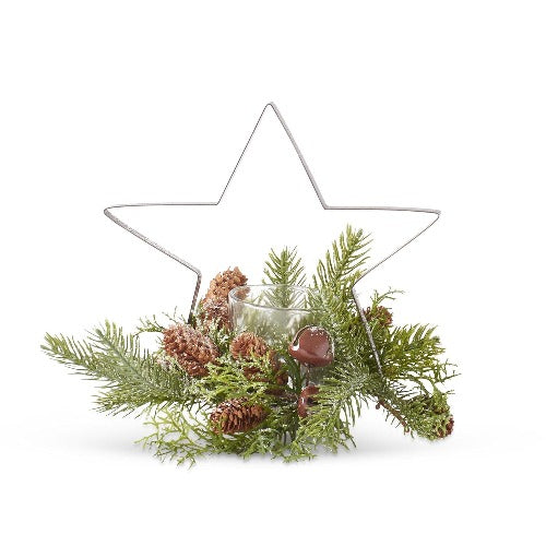 Assorted Glittered Brown Metal Cutout Votives With Pine Star