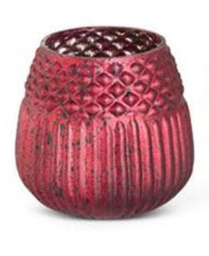 Matte Red Mercury Glass Honeycomb Vases - 3 Styles