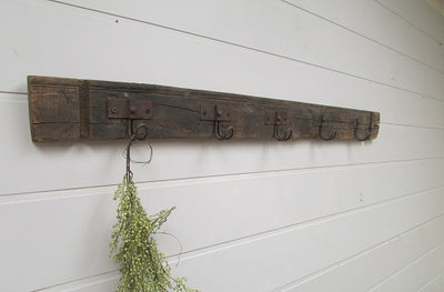 Five Hook Wooden Wall Rack