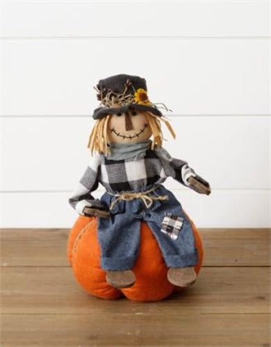 Scarecrow Sitting on Pumpkin_CLEARANCE