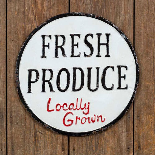 Fresh Produce Locally Grown Metal Sign
