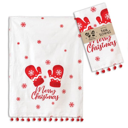 Merry Christmas Mittens Kitchen Towel