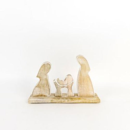 Mango Wood Nativity On Stand