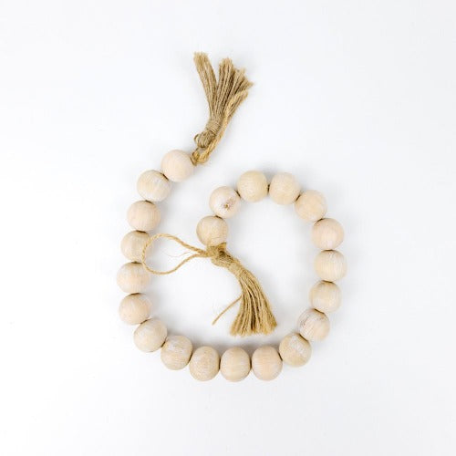 Bamboo Wood Bead Garland With Tassels