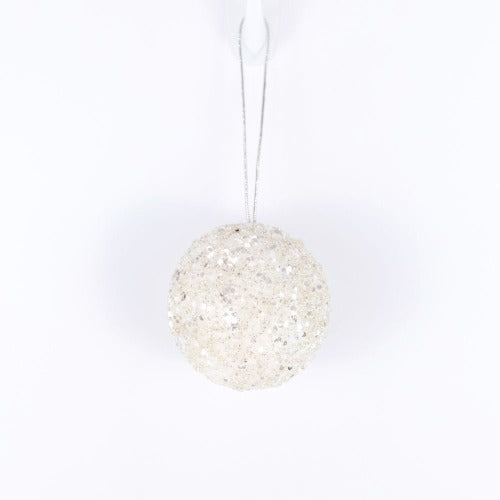 White Jewel Ball Ornament