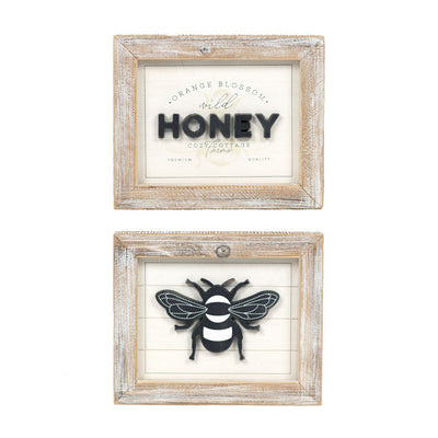 Reversible Honey/Bee Framed Sign