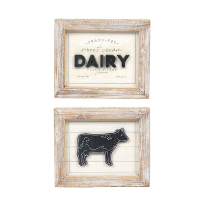 Reversible Dairy/Cow Framed Sign