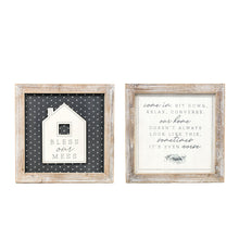 Load image into Gallery viewer, Reversible Bless our Mess/Our Home Doesn&#39;t Always Look This Way Framed Sign
