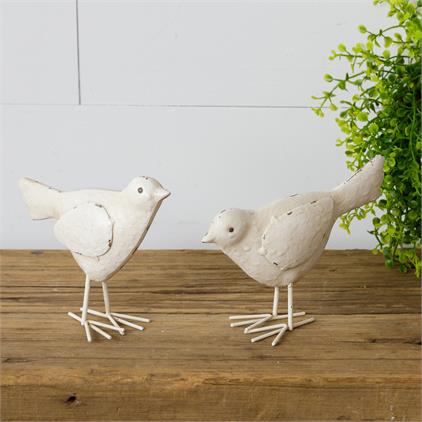 White Distressed Birds - 2 Sizes