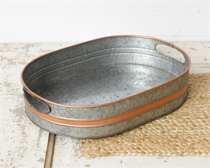 Galvanized Tray With Copper Accents