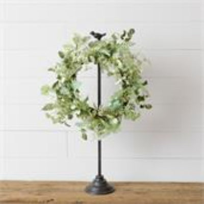 Adjustable Wreath Hanger With Bird on Top with wreath