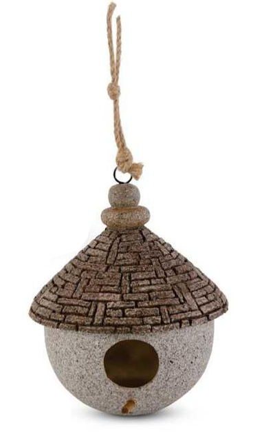 Stone Yurt Birdhouse with Rope Hangers - Three Sizes