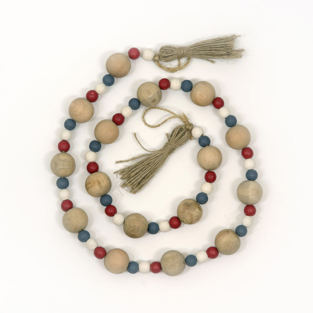 Wooden Bead Garland with Tassels