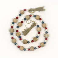 Wooden Bead Garland with Tassels