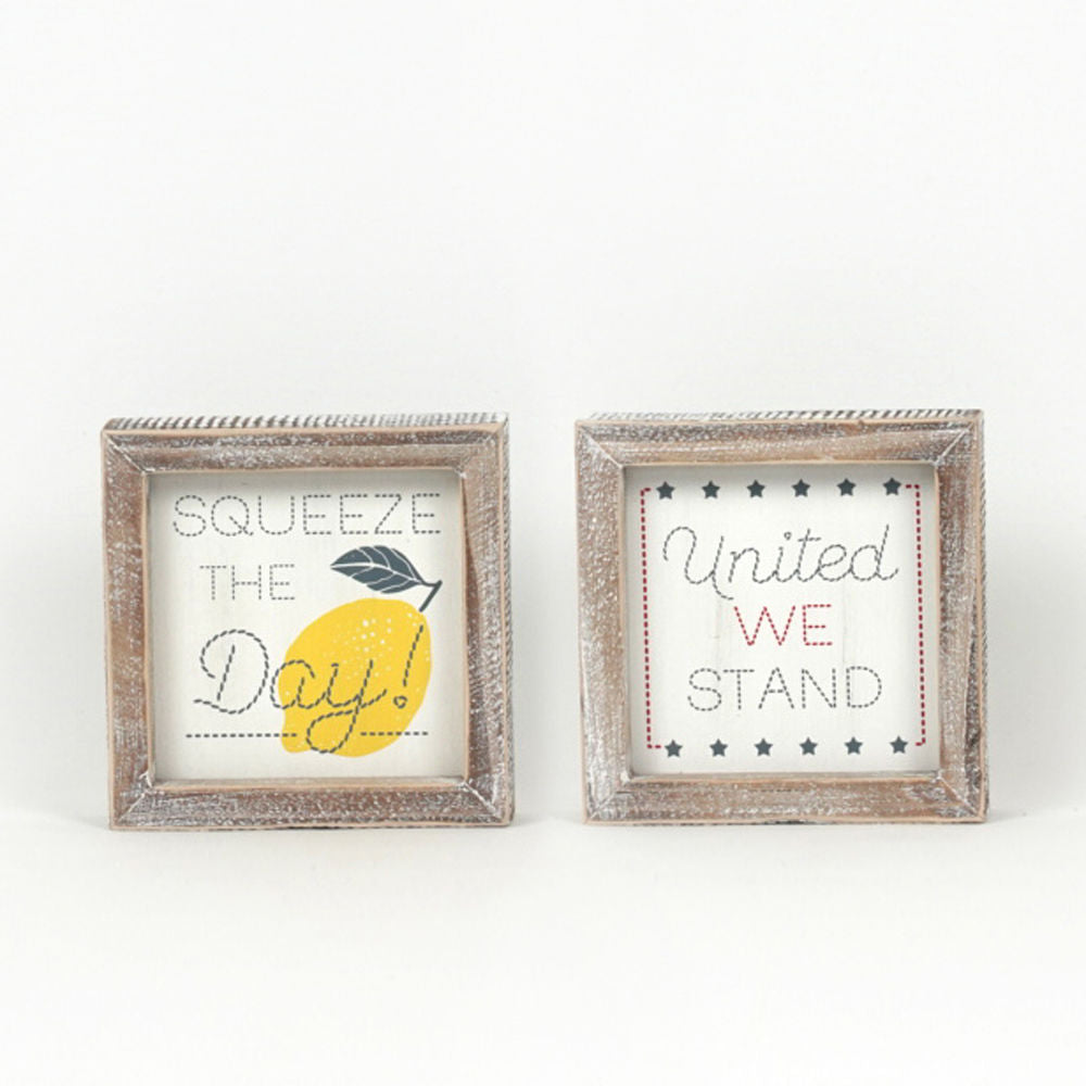 Reversible Squeeze The Day/United We Stand Framed Sign