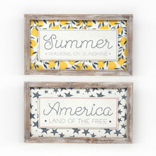 Load image into Gallery viewer, Reversible Summer/America Framed Sign_CLEARANCE
